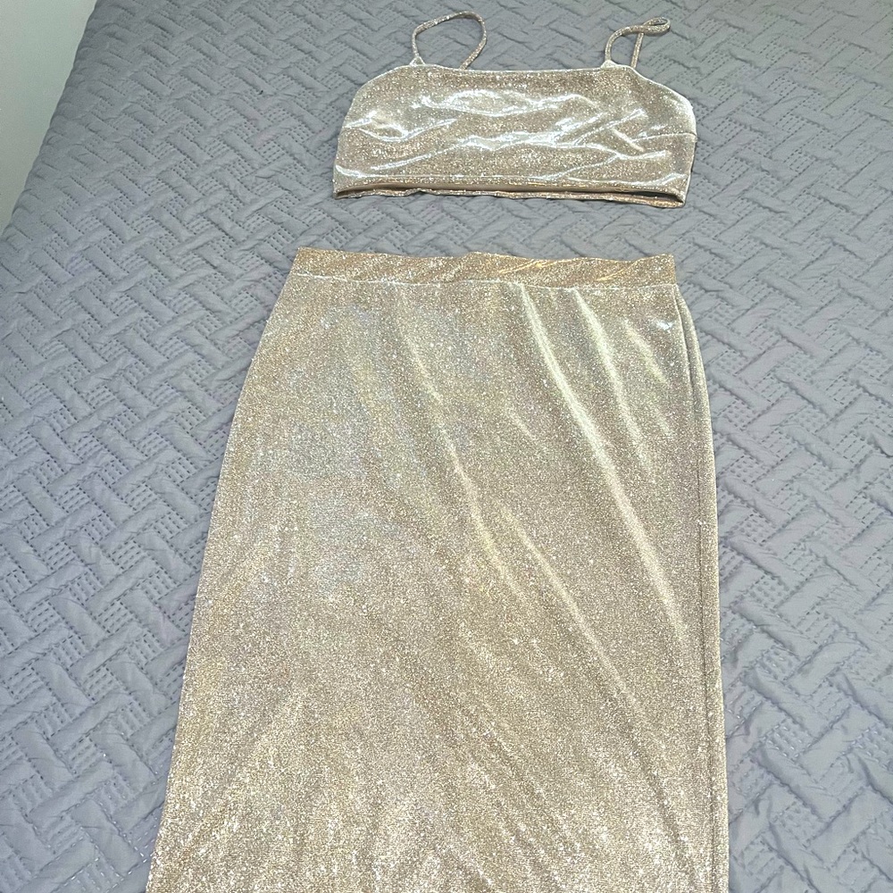 Metallic Skirt Set